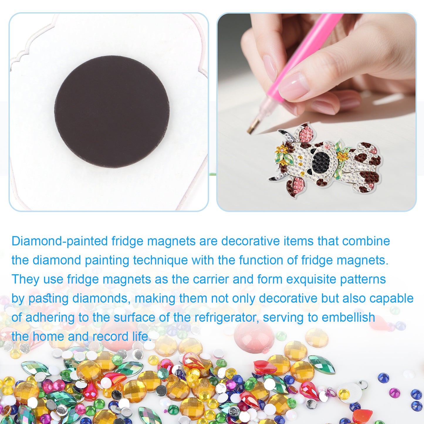 30Pcs Cute Animal Diamond Art Magnets Refrigerator for Adults DIY Home Decor