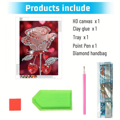 Dreamy Red Rose - Special Shaped Drill Diamond Painting 30*40CM