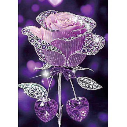 Dreamy Purple Rose - Special Shaped Drill Diamond Painting 30*40CM