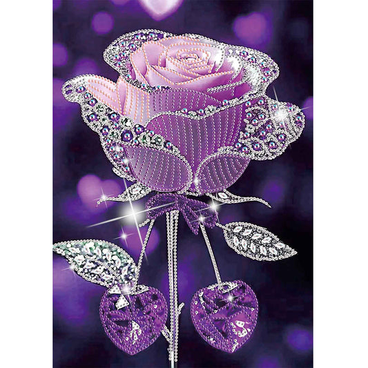 Dreamy Purple Rose - Special Shaped Drill Diamond Painting 30*40CM