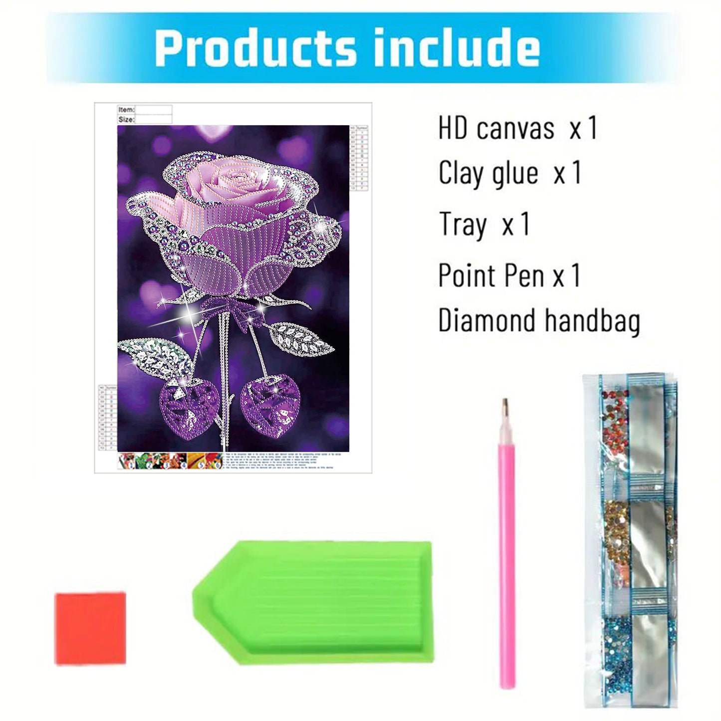 Dreamy Purple Rose - Special Shaped Drill Diamond Painting 30*40CM