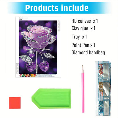 Dreamy Purple Rose - Special Shaped Drill Diamond Painting 30*40CM