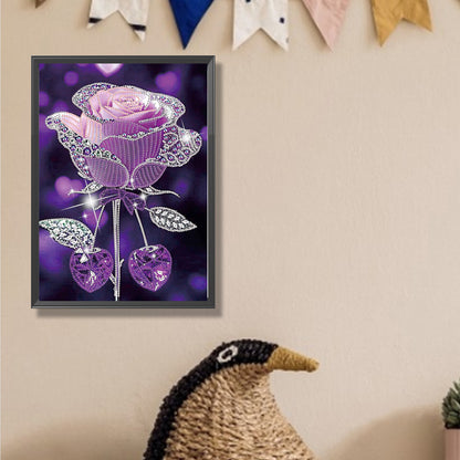 Dreamy Purple Rose - Special Shaped Drill Diamond Painting 30*40CM