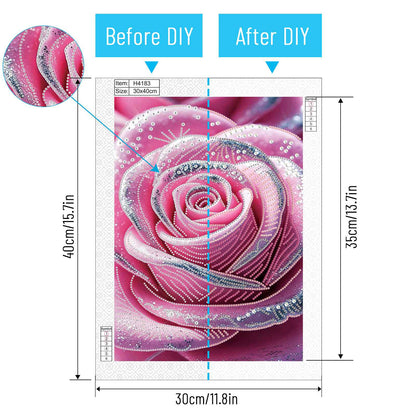 Dreamy Pink Rose - Special Shaped Drill Diamond Painting 30*40CM