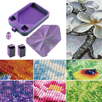 Diamond Painting Storage Container Tray for Diamond Art Beads (Black Purple)