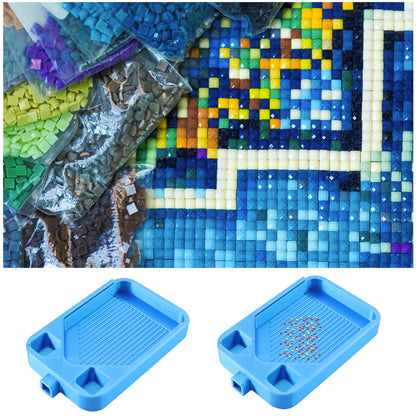 Diamond Painting Storage Container Tray with Stopper Lid for DIY Crafts (Blue)