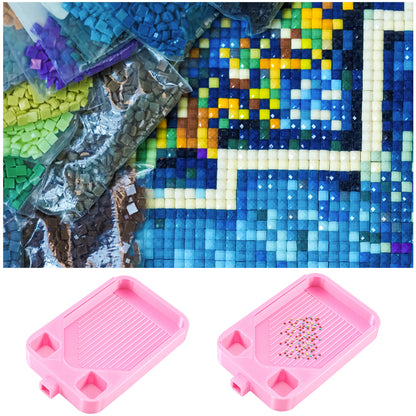 Diamond Painting Storage Container Tray with Stopper Lid for DIY Crafts (Pink)