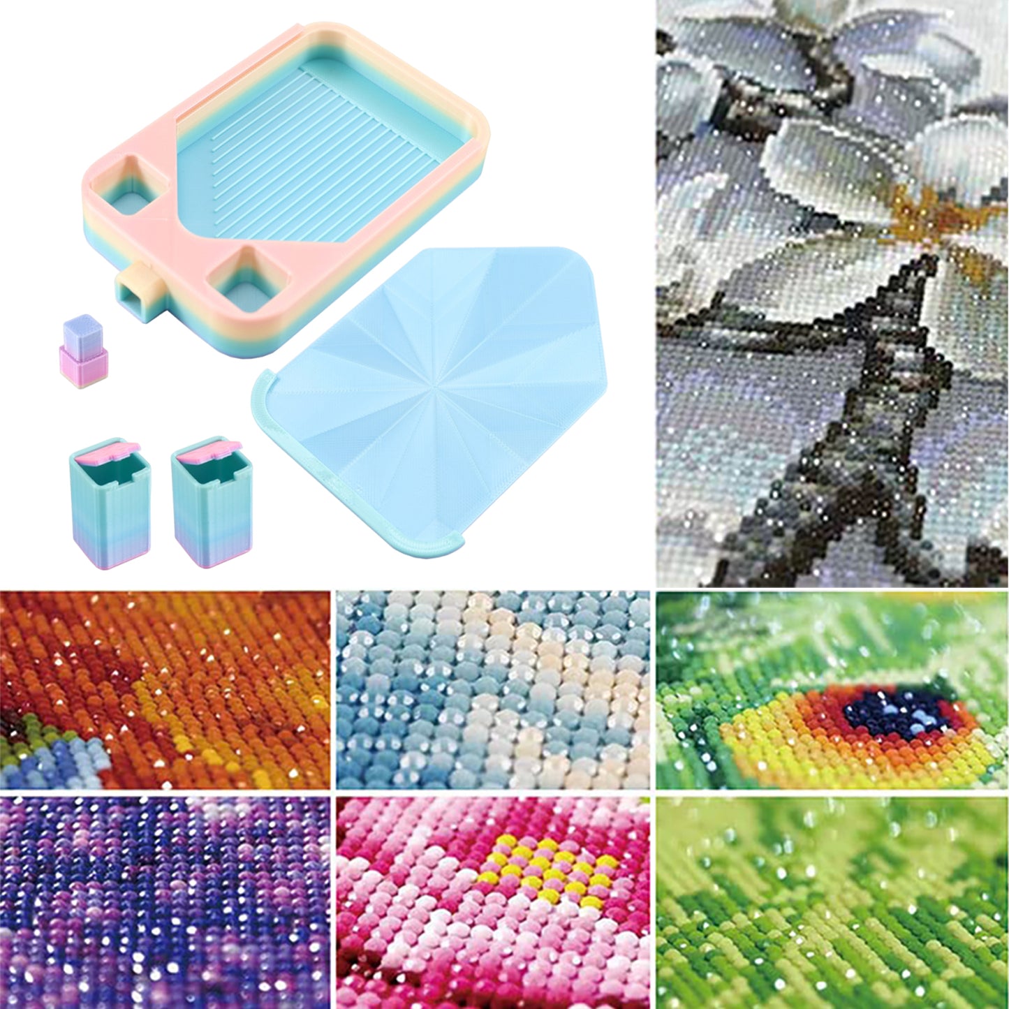 Diamond Painting Storage Container Tray with Stopper Lid for DIY Craft(Colorful)