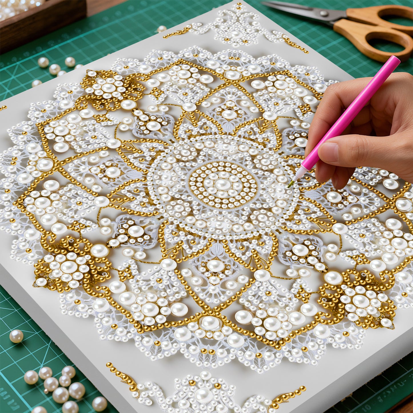 Mandala - DIY Pearl Gem Art Diamond Painting Kits With Framefor Home Decor -25x25cm