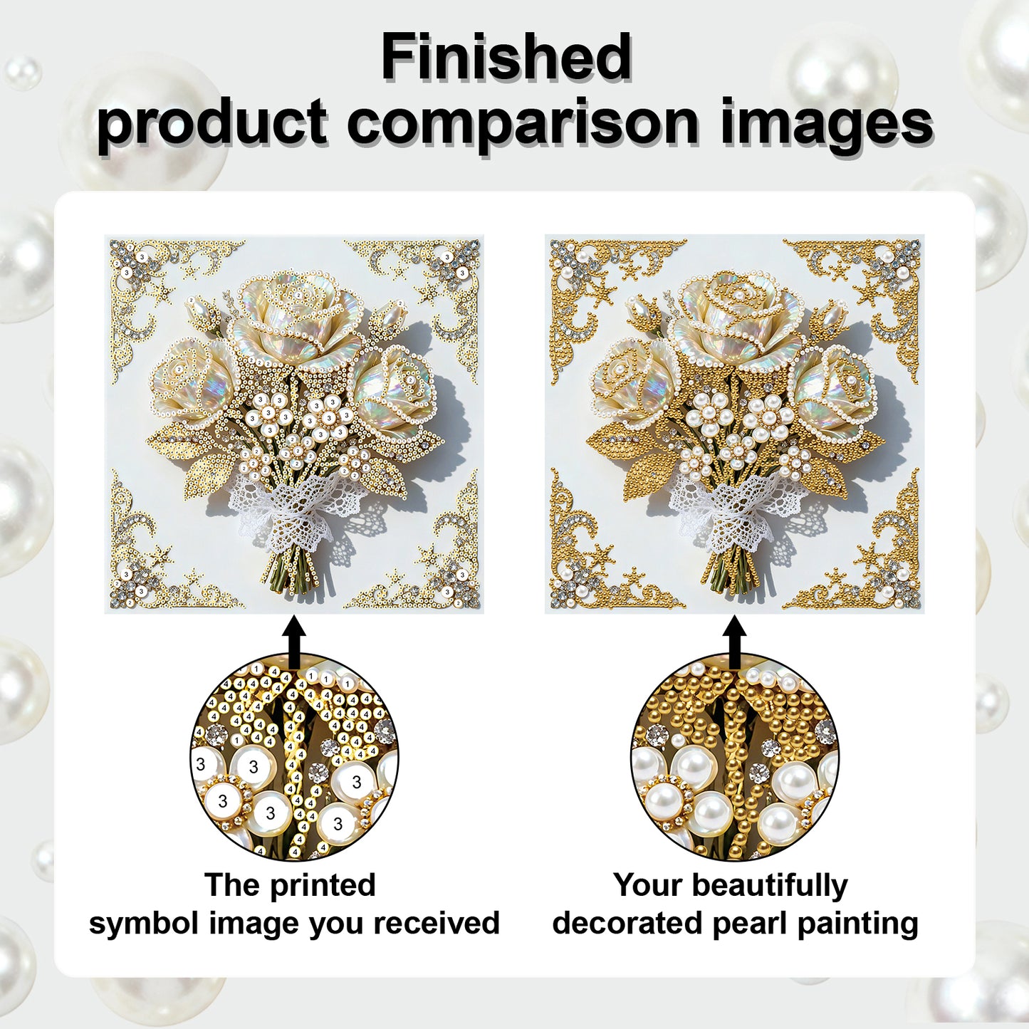 Vibrant Flowers - DIY Pearl Gem Art Diamond Painting Kits With Framefor Home Decor -25x25cm