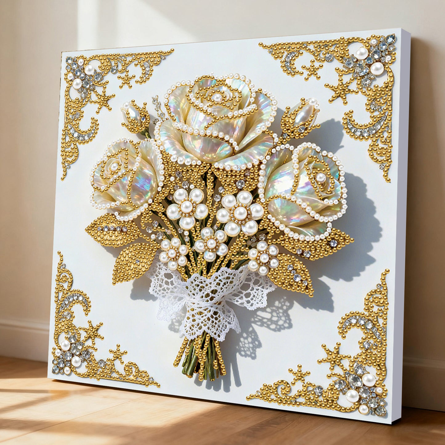 Vibrant Flowers - DIY Pearl Gem Art Diamond Painting Kits With Framefor Home Decor -25x25cm