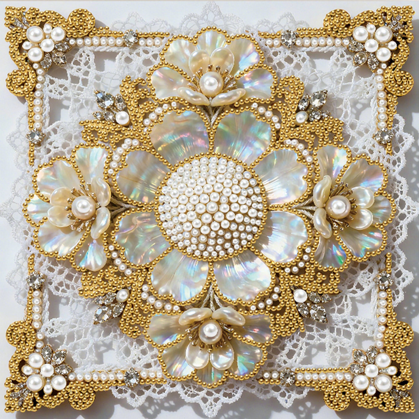 Flowers - DIY Pearl Gem Art Diamond Painting Kits With Framefor Home Decor -25x25cm