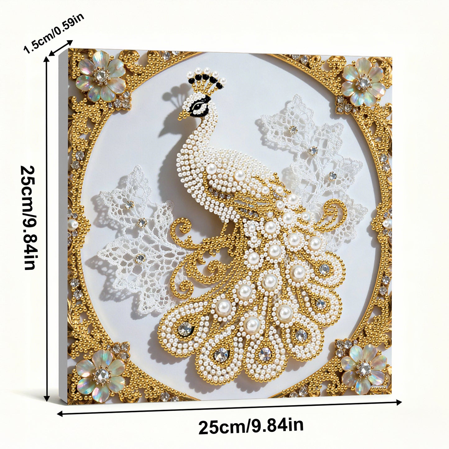 Peacock - DIY Pearl Gem Art Diamond Painting Kits With Framefor Home Decor -25x25cm