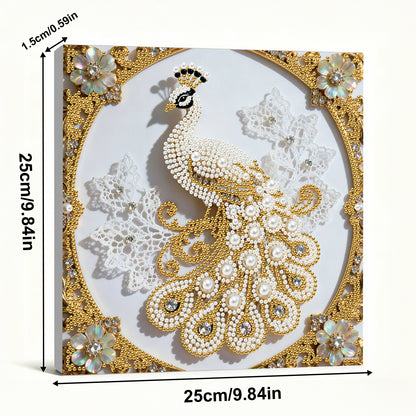 Peacock - DIY Pearl Gem Art Diamond Painting Kits With Framefor Home Decor -25x25cm