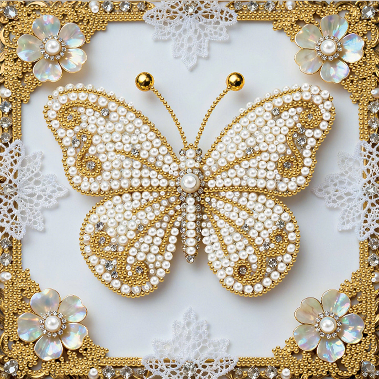 Butterfly - DIY Pearl Gem Art Diamond Painting Kits With Framefor Home Decor -25x25cm