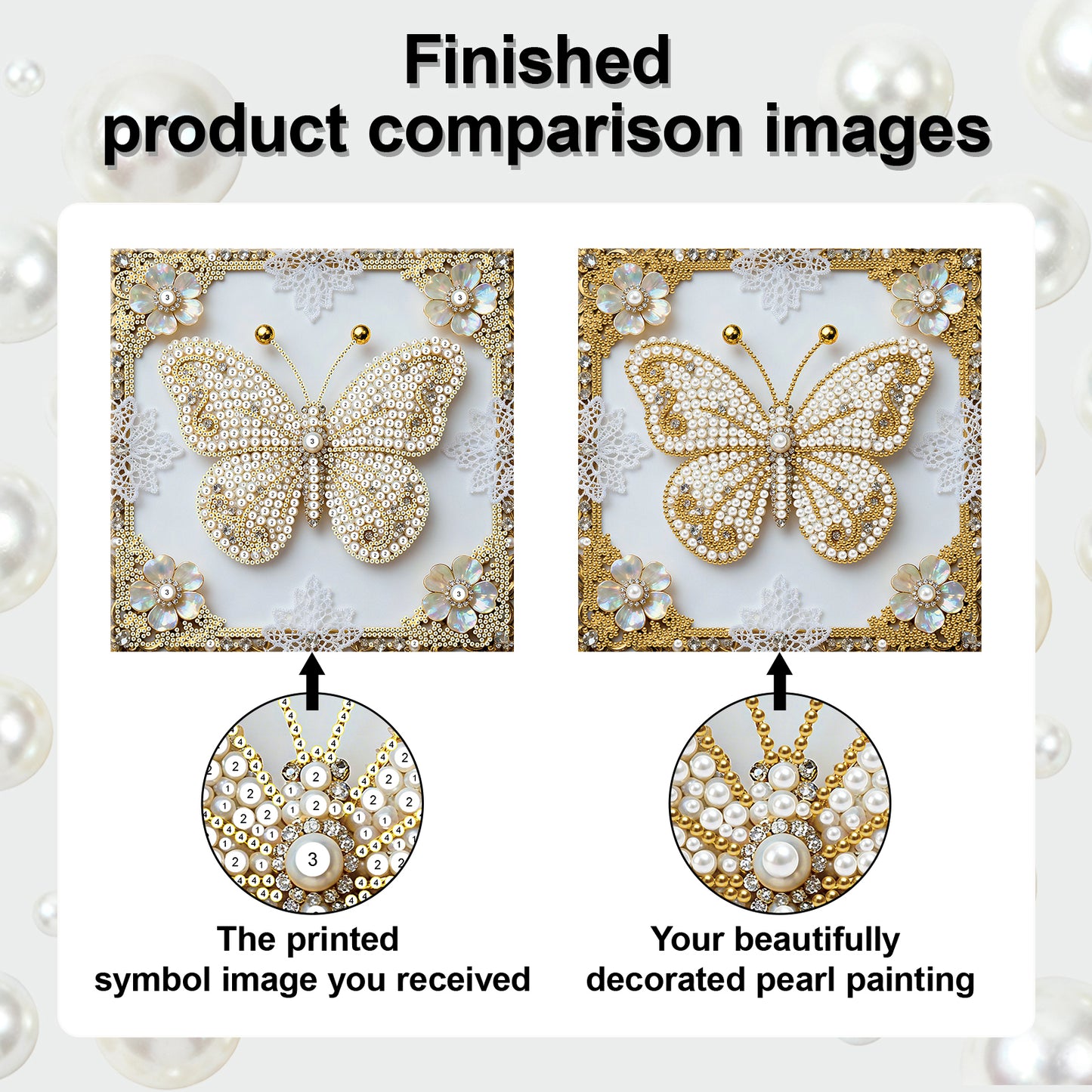 Butterfly - DIY Pearl Gem Art Diamond Painting Kits With Framefor Home Decor -25x25cm