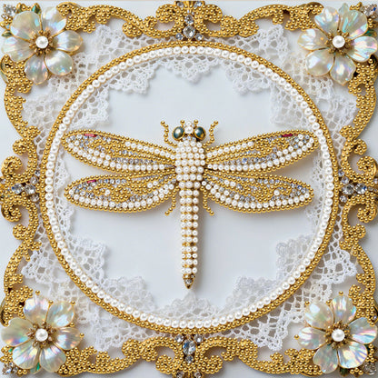 Dragonfly - DIY Pearl Gem Art Diamond Painting Kits With Framefor Home Decor -25x25cm