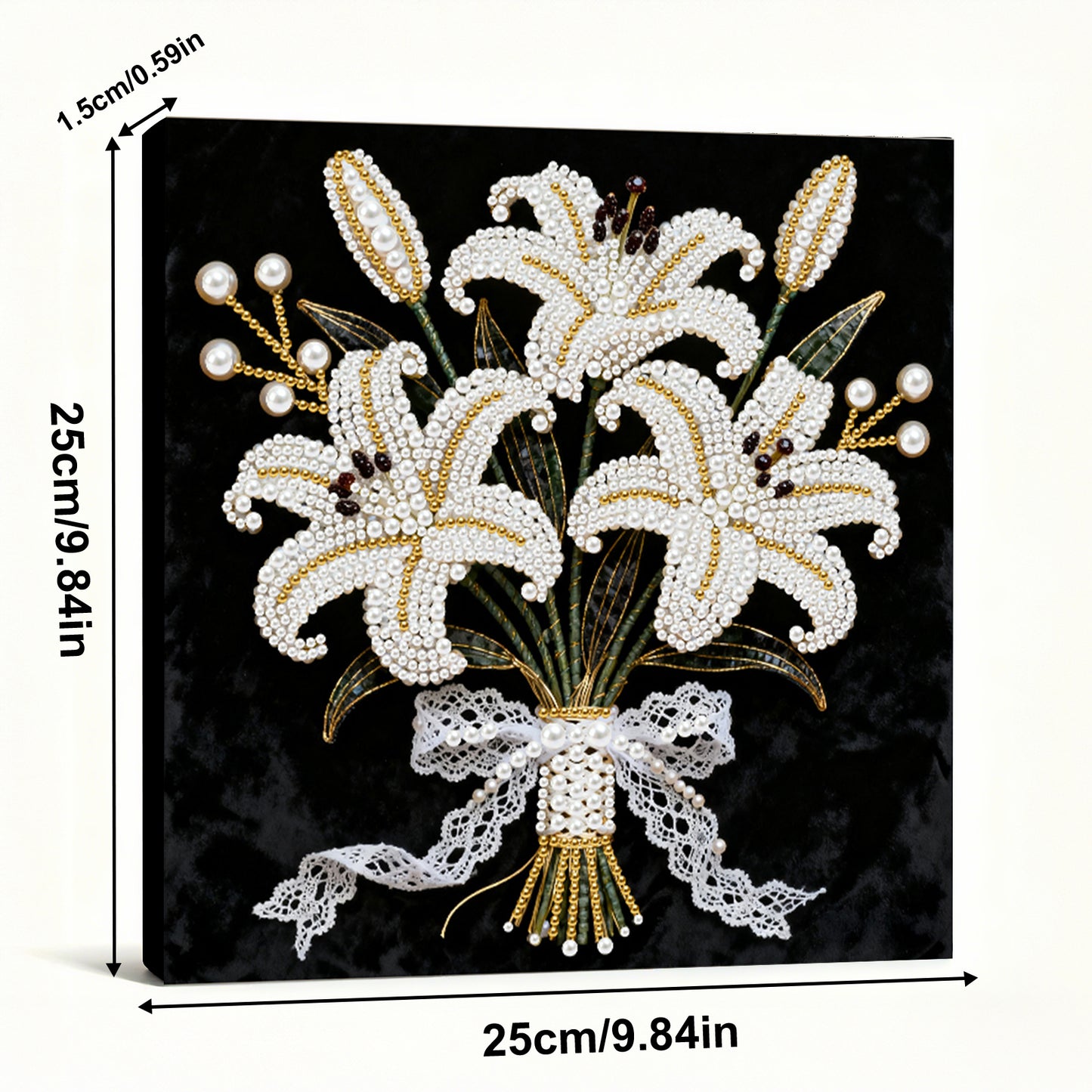 Blooming Flowers - DIY Pearl Gem Art Diamond Painting Kits With Framefor Home Decor -25x25cm