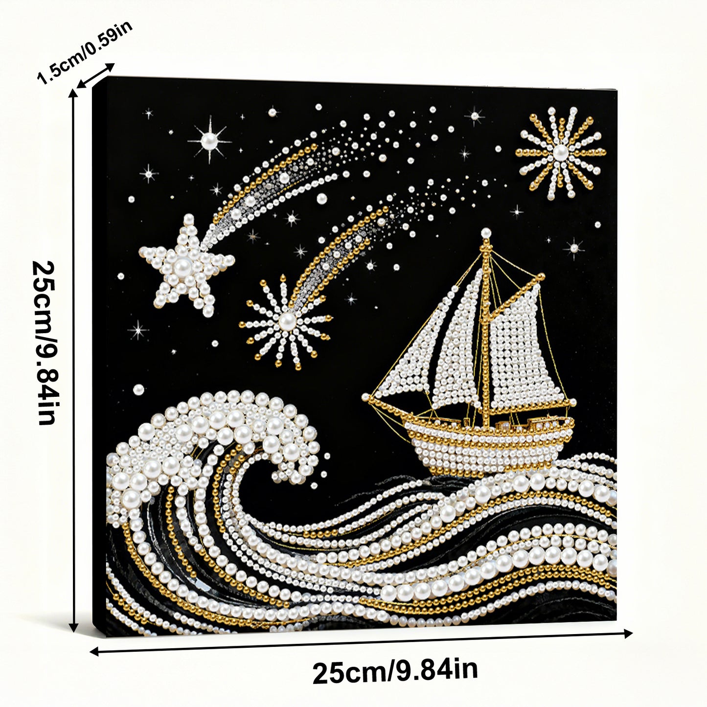 Sailboat On Waves - DIY Pearl Gem Art Diamond Painting Kits With Framefor Home Decor -25x25cm