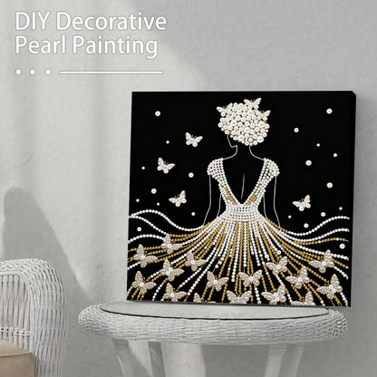 Elegant Girl - DIY Pearl Gem Art Diamond Painting Kits With Framefor Home Decor -25x25cm