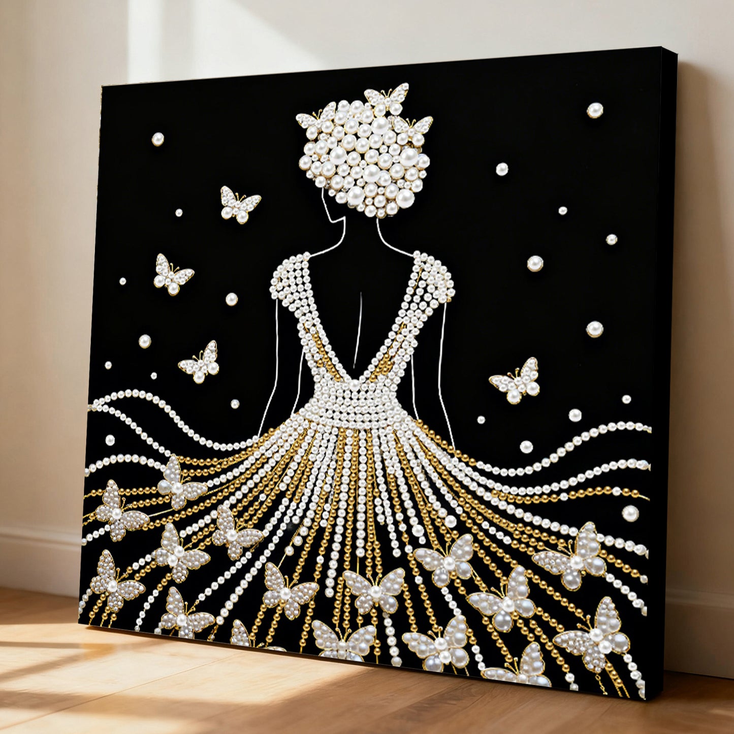 Elegant Girl - DIY Pearl Gem Art Diamond Painting Kits With Framefor Home Decor -25x25cm