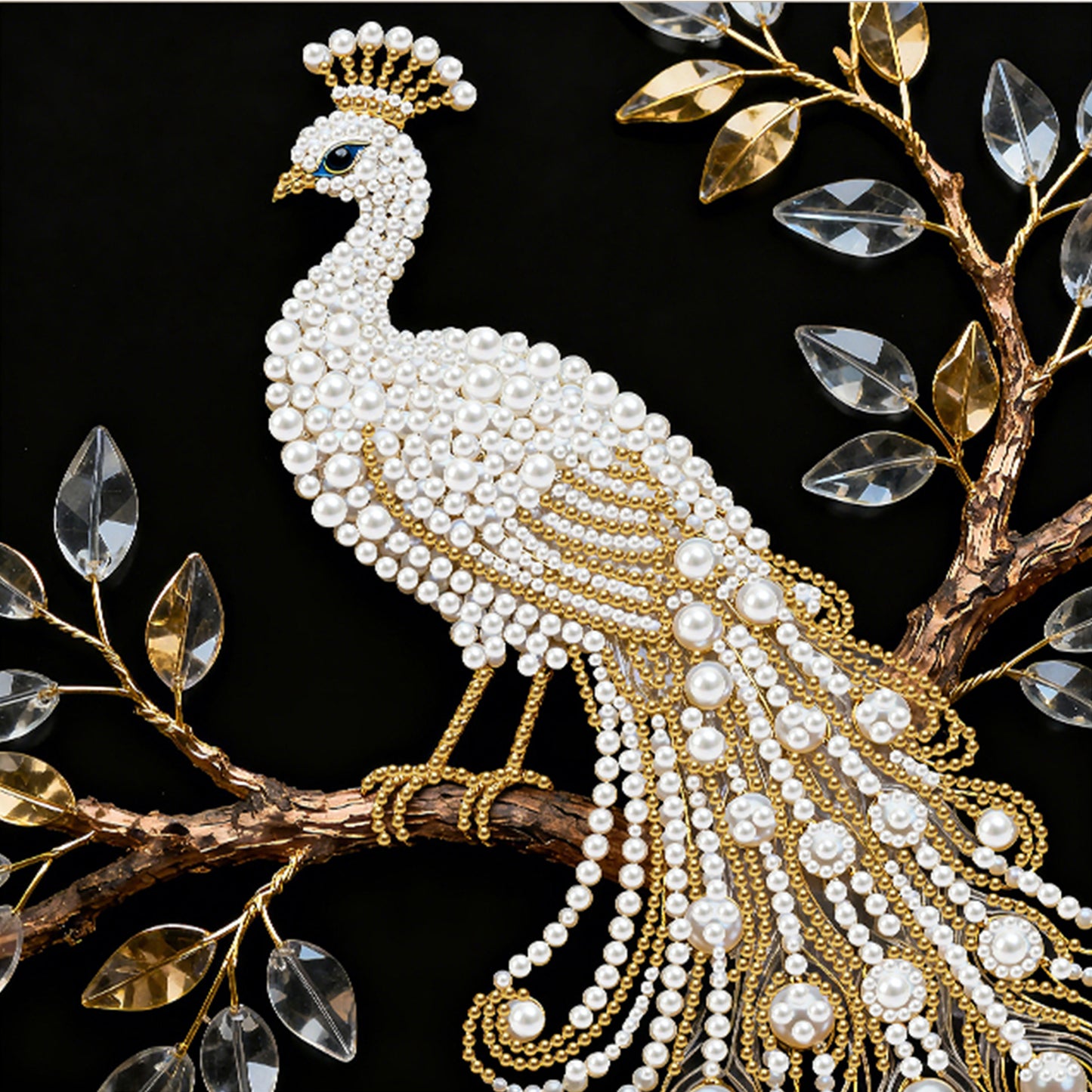 Peacock - DIY Pearl Gem Art Diamond Painting Kits With Framefor Home Decor -25x25cm