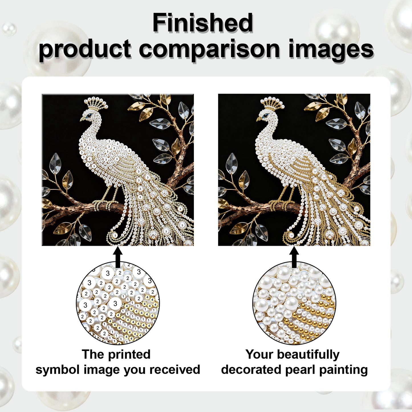 Peacock - DIY Pearl Gem Art Diamond Painting Kits With Framefor Home Decor -25x25cm