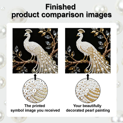 Peacock - DIY Pearl Gem Art Diamond Painting Kits With Framefor Home Decor -25x25cm