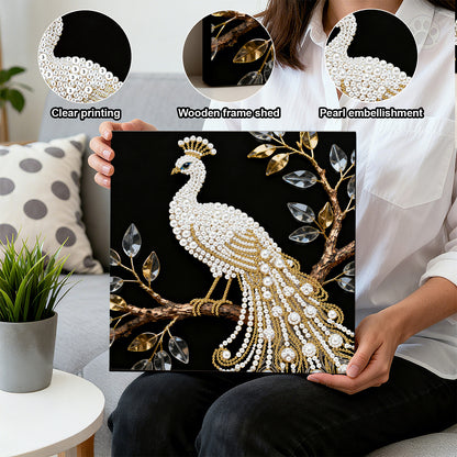Peacock - DIY Pearl Gem Art Diamond Painting Kits With Framefor Home Decor -25x25cm