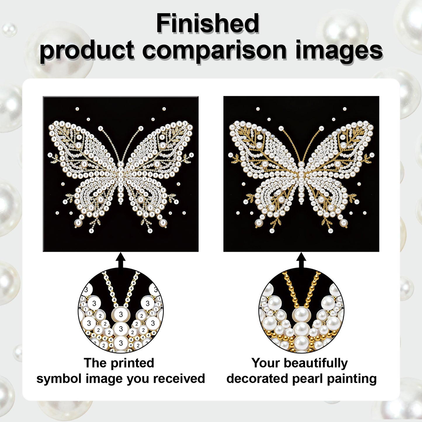 Butterfly - DIY Pearl Gem Art Diamond Painting Kits With Framefor Home Decor -25x25cm