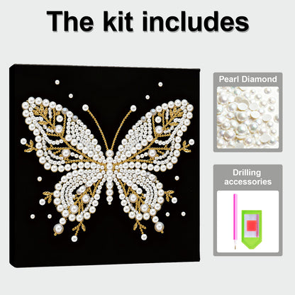 Butterfly - DIY Pearl Gem Art Diamond Painting Kits With Framefor Home Decor -25x25cm