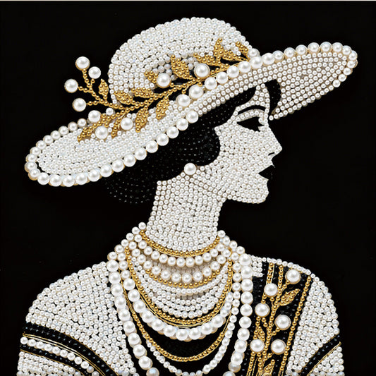 Lady - DIY Pearl Gem Art Diamond Painting Kits With Framefor Home Decor -25x25cm