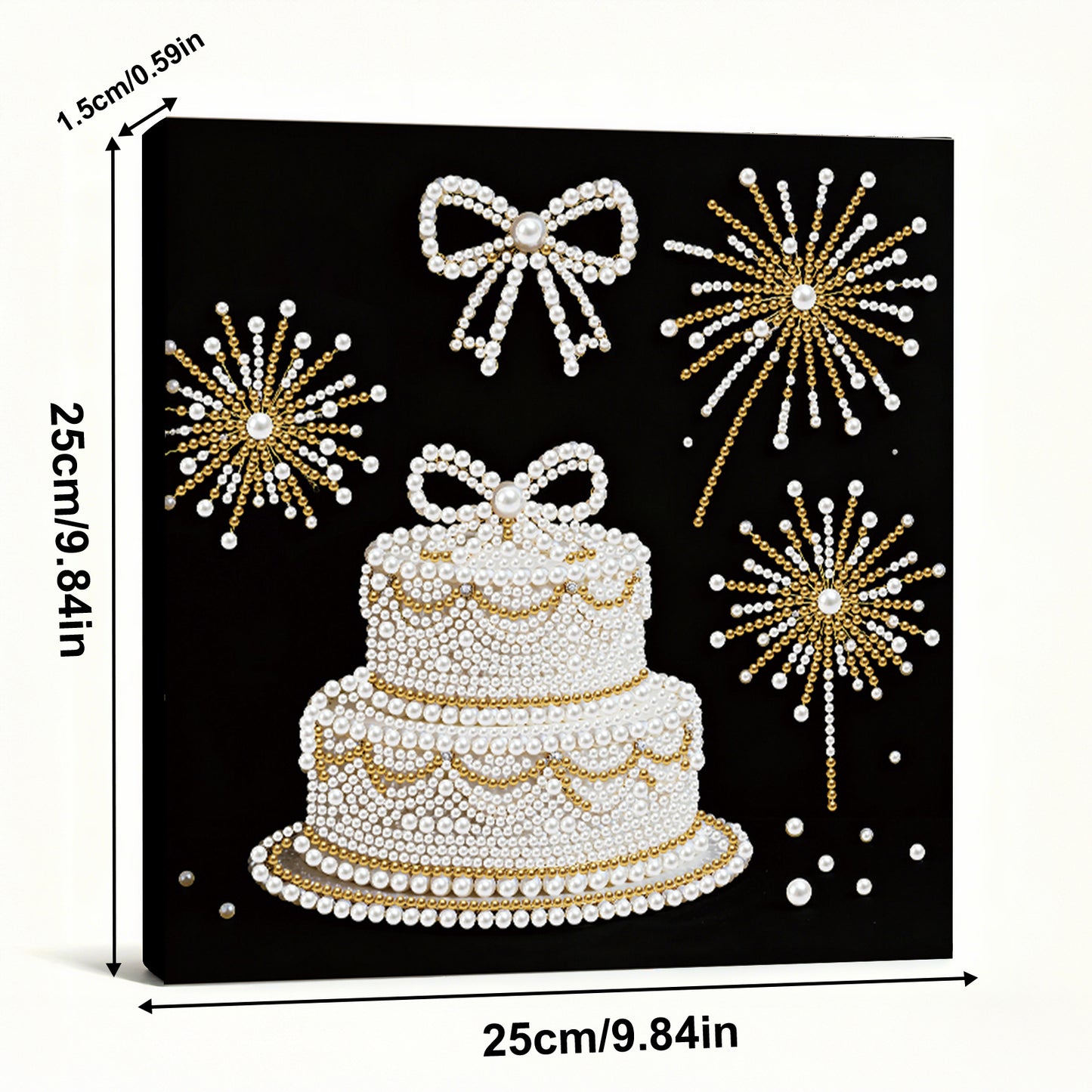 Cake - DIY Pearl Gem Art Diamond Painting Kits With Framefor Home Decor -25x25cm