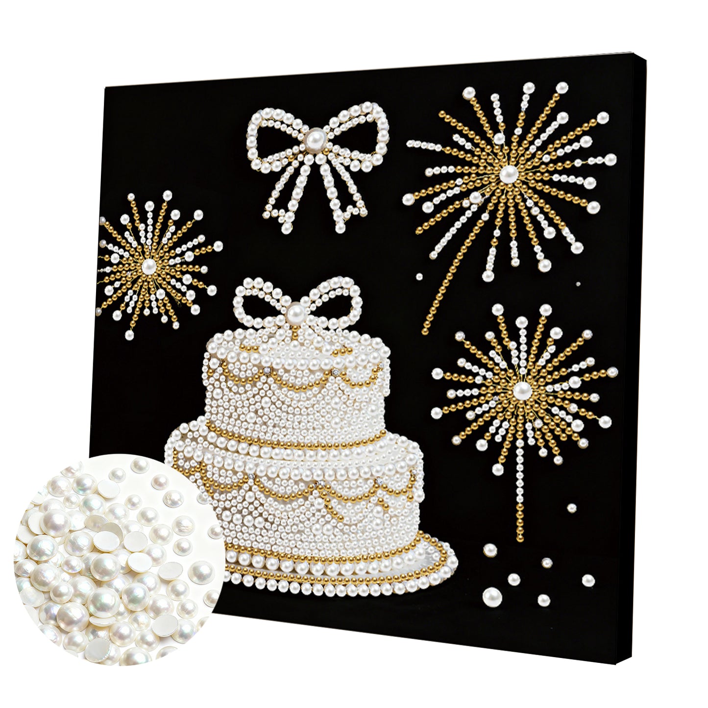 Cake - DIY Pearl Gem Art Diamond Painting Kits With Framefor Home Decor -25x25cm
