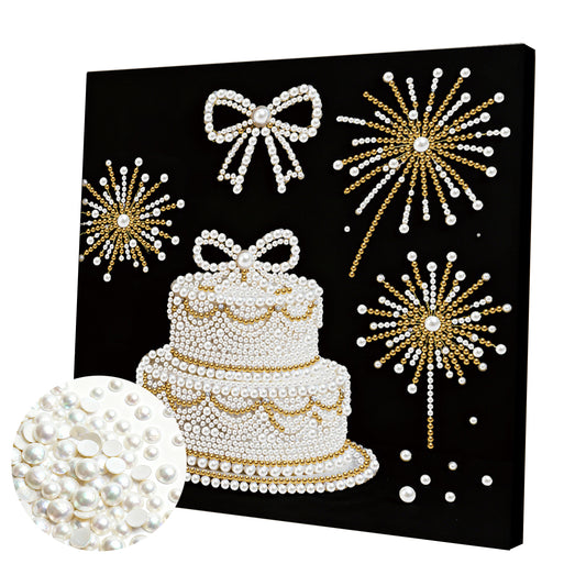 Cake - DIY Pearl Gem Art Diamond Painting Kits With Framefor Home Decor -25x25cm