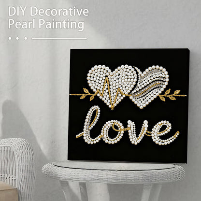Love - DIY Pearl Gem Art Diamond Painting Kits With Framefor Home Decor -25x25cm
