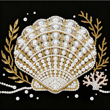Shells - DIY Pearl Gem Art Diamond Painting Kits With Framefor Home Decor -25x25cm