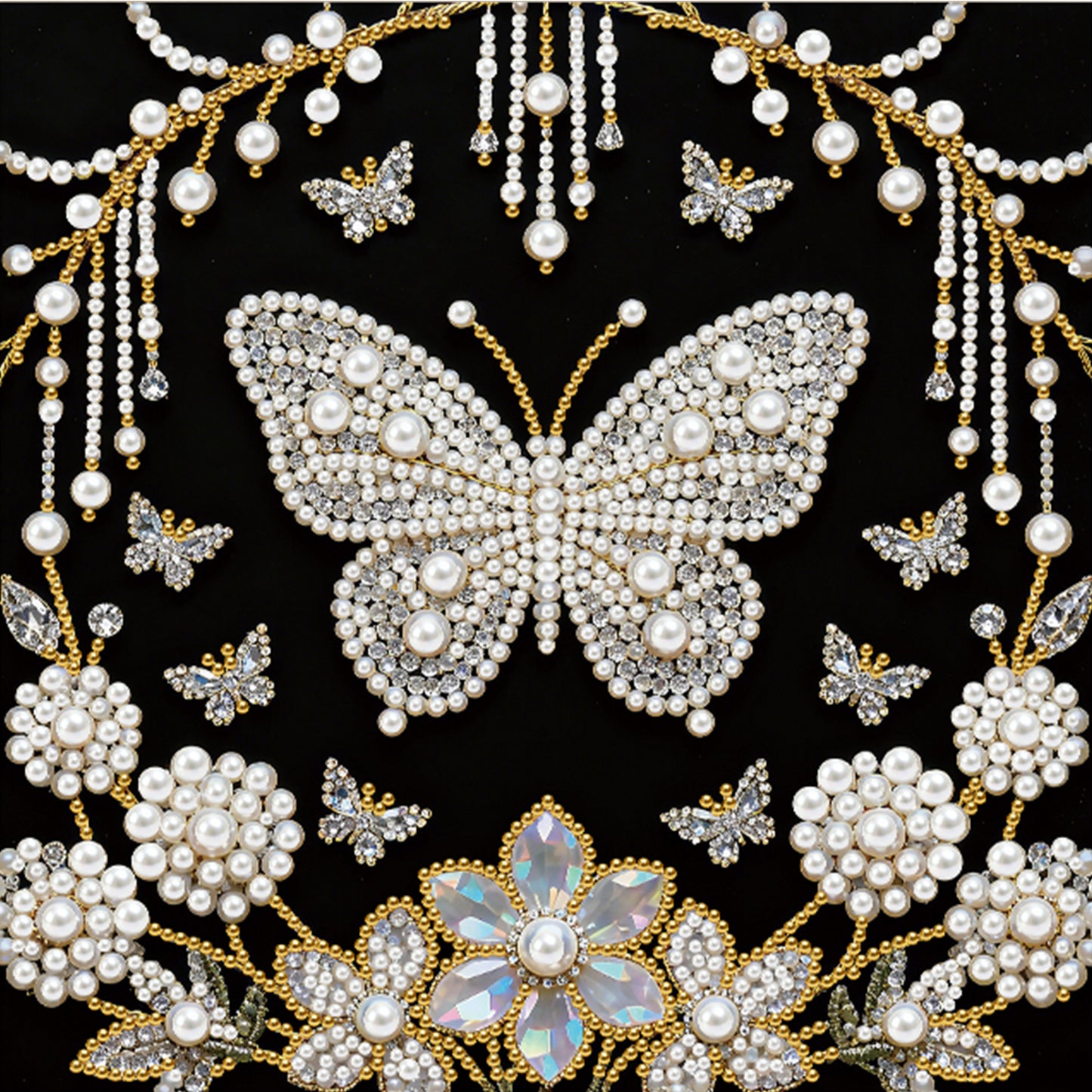 Butterfly - DIY Pearl Gem Art Diamond Painting Kits With Framefor Home Decor -25x25cm