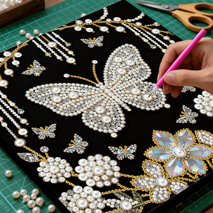 Butterfly - DIY Pearl Gem Art Diamond Painting Kits With Framefor Home Decor -25x25cm