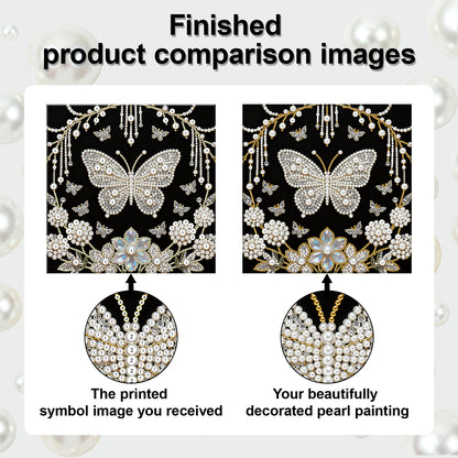 Butterfly - DIY Pearl Gem Art Diamond Painting Kits With Framefor Home Decor -25x25cm