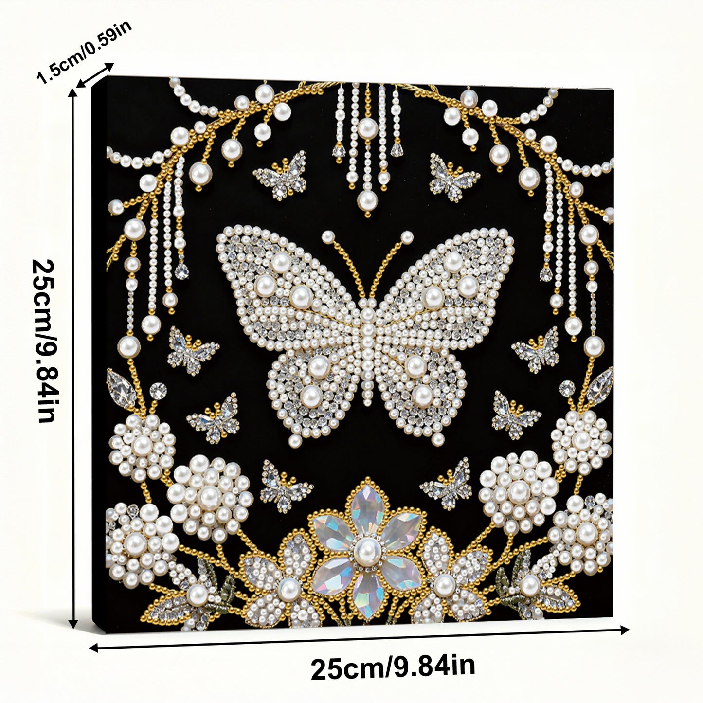 Butterfly - DIY Pearl Gem Art Diamond Painting Kits With Framefor Home Decor -25x25cm