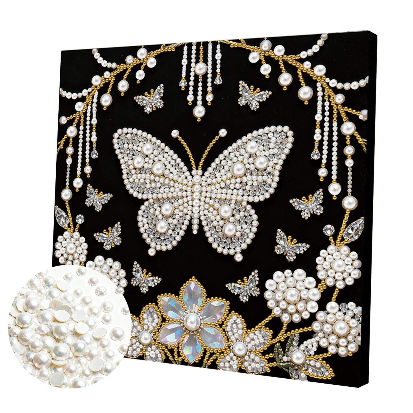 Butterfly - DIY Pearl Gem Art Diamond Painting Kits With Framefor Home Decor -25x25cm