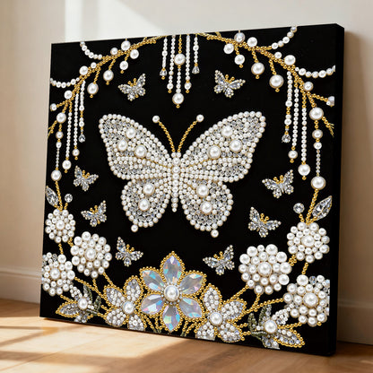 Butterfly - DIY Pearl Gem Art Diamond Painting Kits With Framefor Home Decor -25x25cm