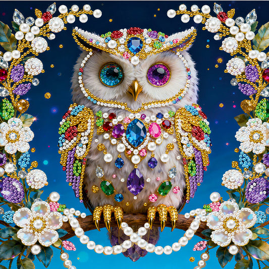 Owls - DIY Pearl Gem Art Diamond Painting Kits With Framefor Home Decor -25x25cm
