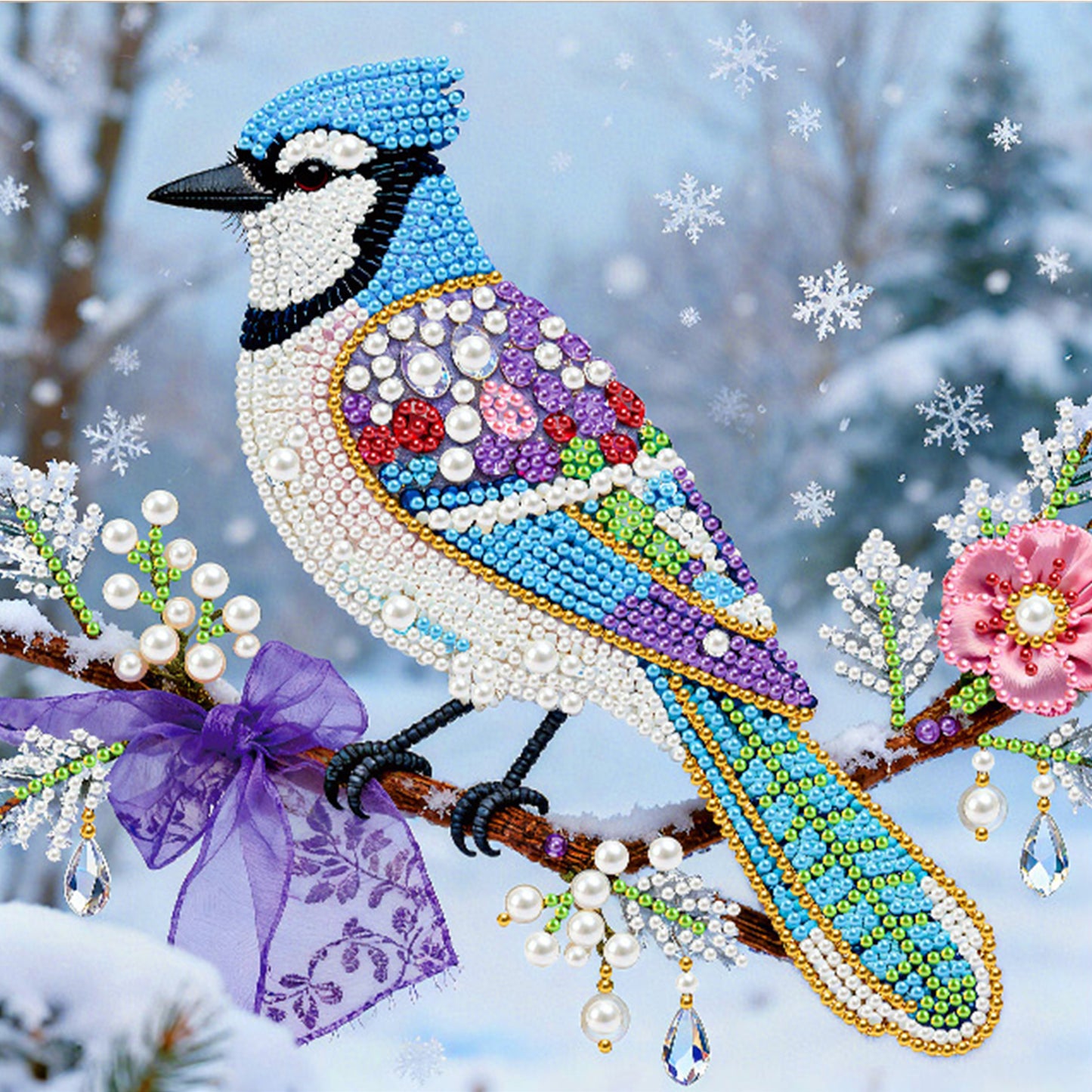 Little Bird - DIY Pearl Gem Art Diamond Painting Kits With Framefor Home Decor -25x25cm