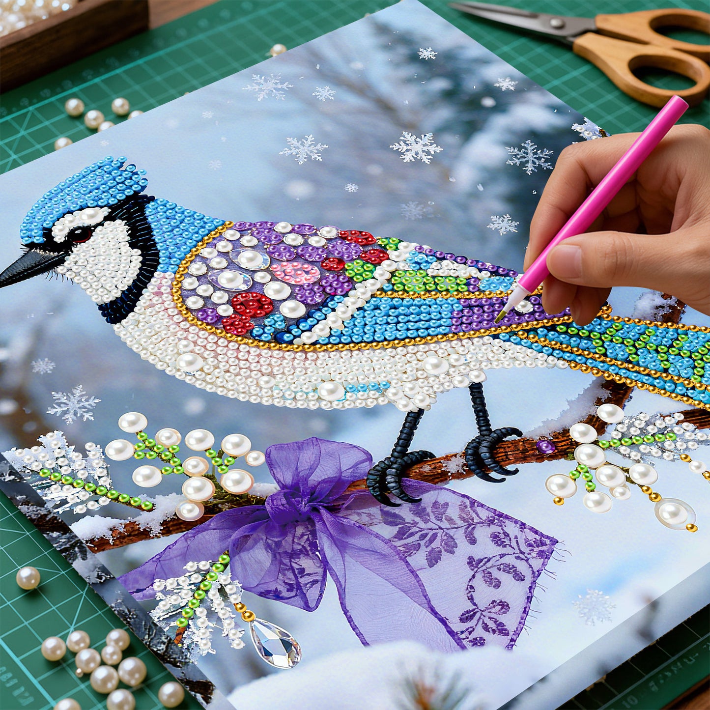 Little Bird - DIY Pearl Gem Art Diamond Painting Kits With Framefor Home Decor -25x25cm