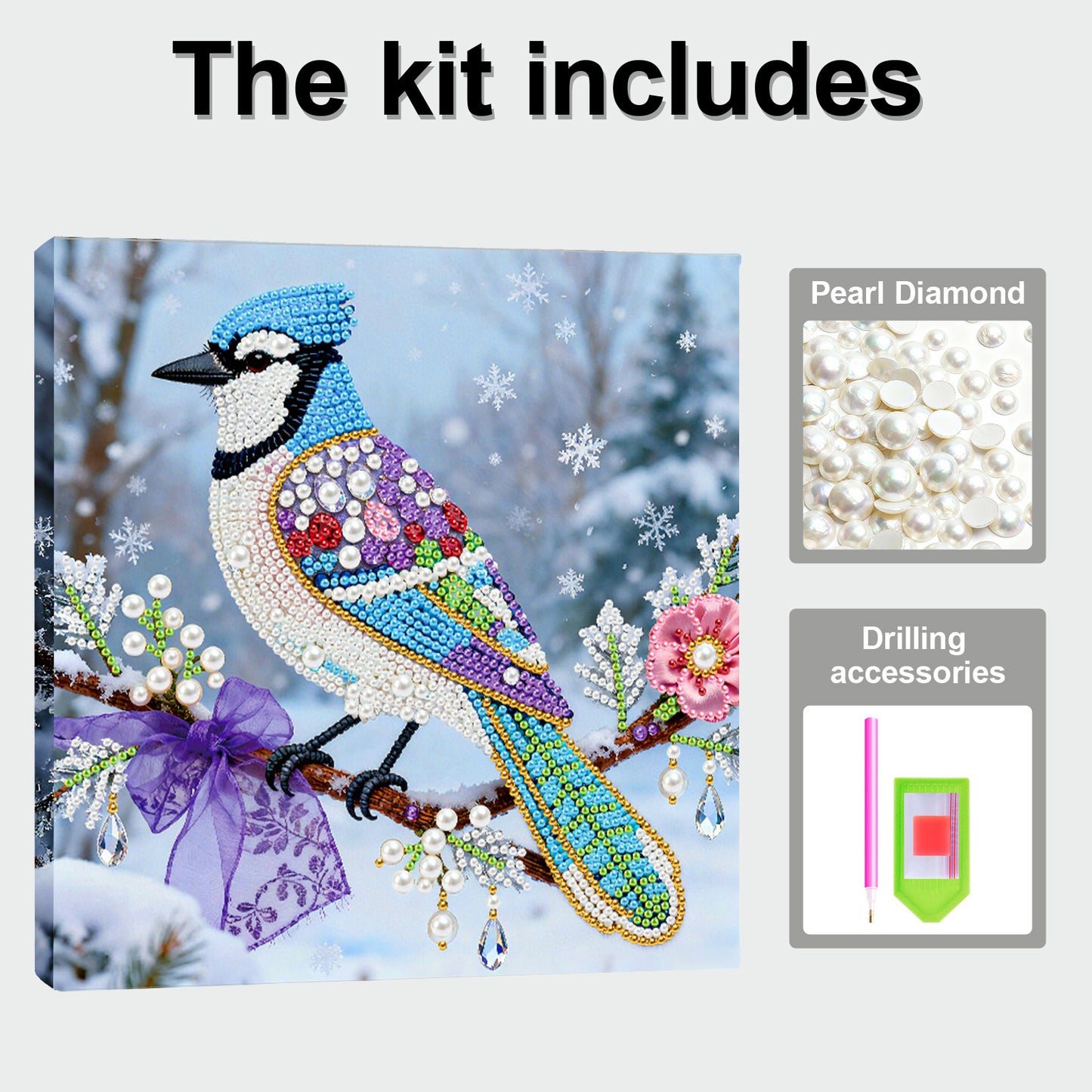 Little Bird - DIY Pearl Gem Art Diamond Painting Kits With Framefor Home Decor -25x25cm