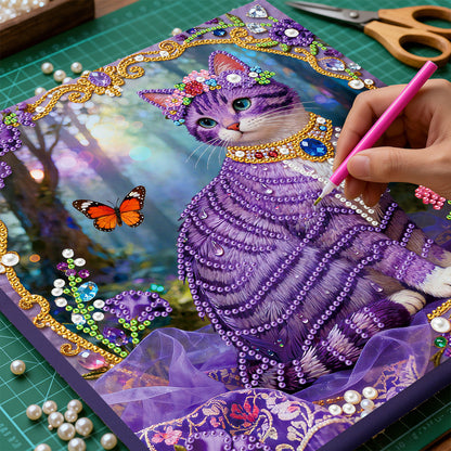 Kitty - DIY Pearl Gem Art Diamond Painting Kits With Framefor Home Decor -25x25cm