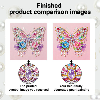 Butterfly - DIY Pearl Gem Art Diamond Painting Kits With Framefor Home Decor -25x25cm