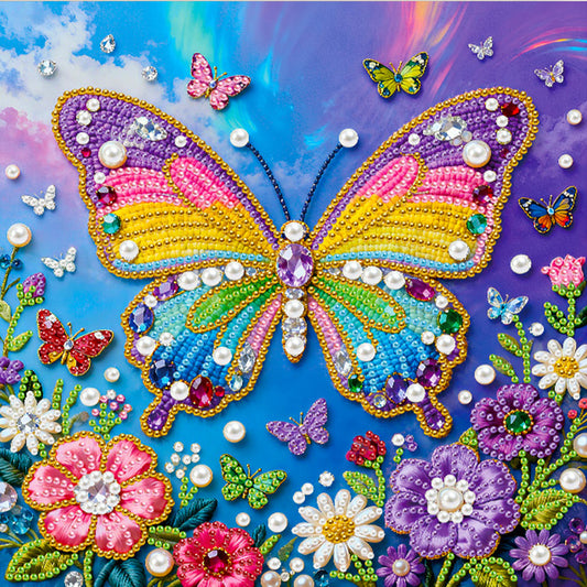 Butterfly - DIY Pearl Gem Art Diamond Painting Kits With Framefor Home Decor -25x25cm